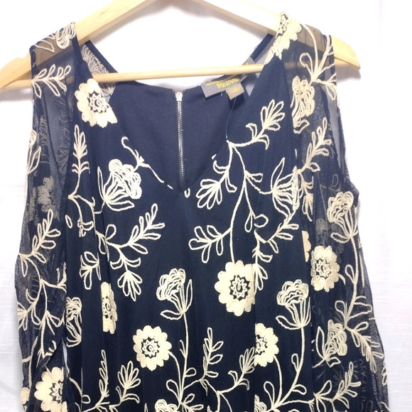 Melonie T Embroidered Floral Cold-Shoulder Sheer Mini Dress - Picture 3 of 16